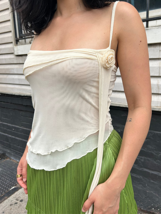 rosette detail mesh tank