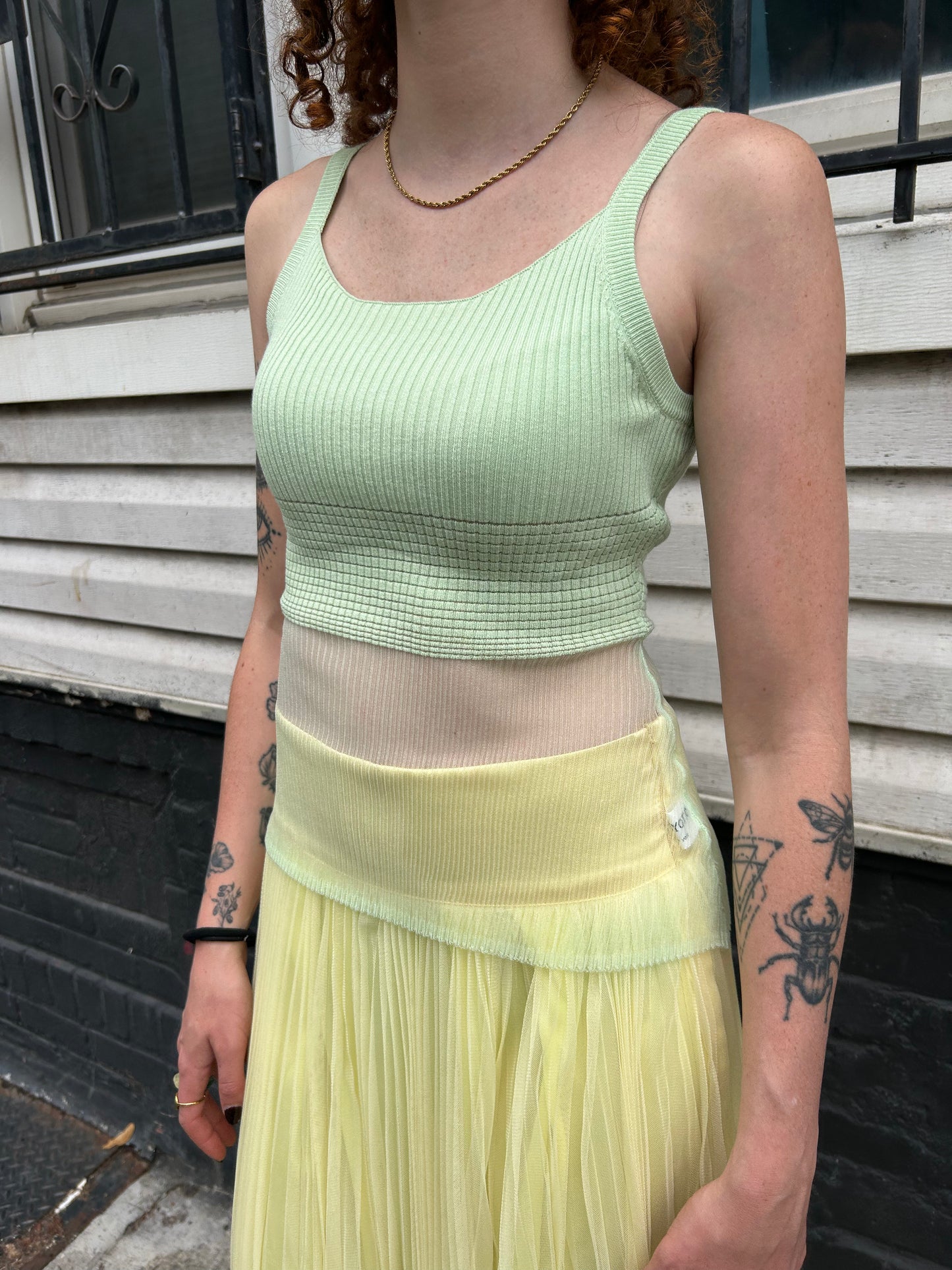 knit sheer detail top