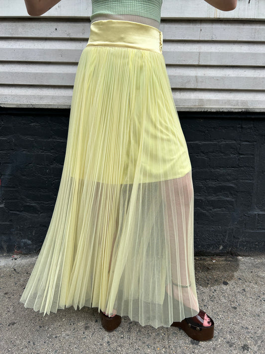 short layered long mesh skirt