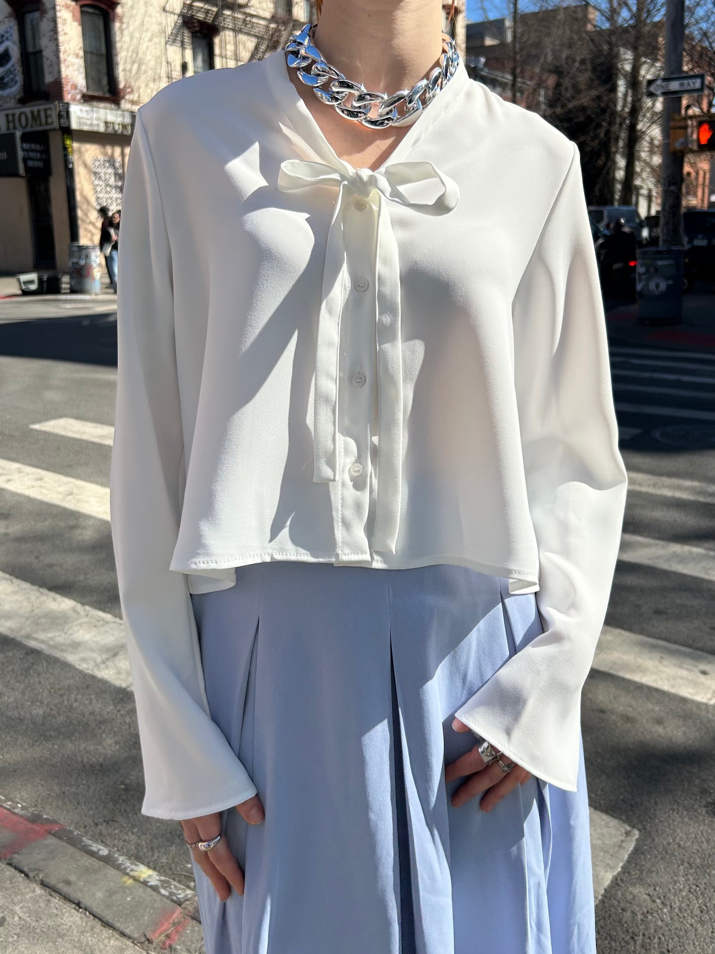 tie neck detail blouse