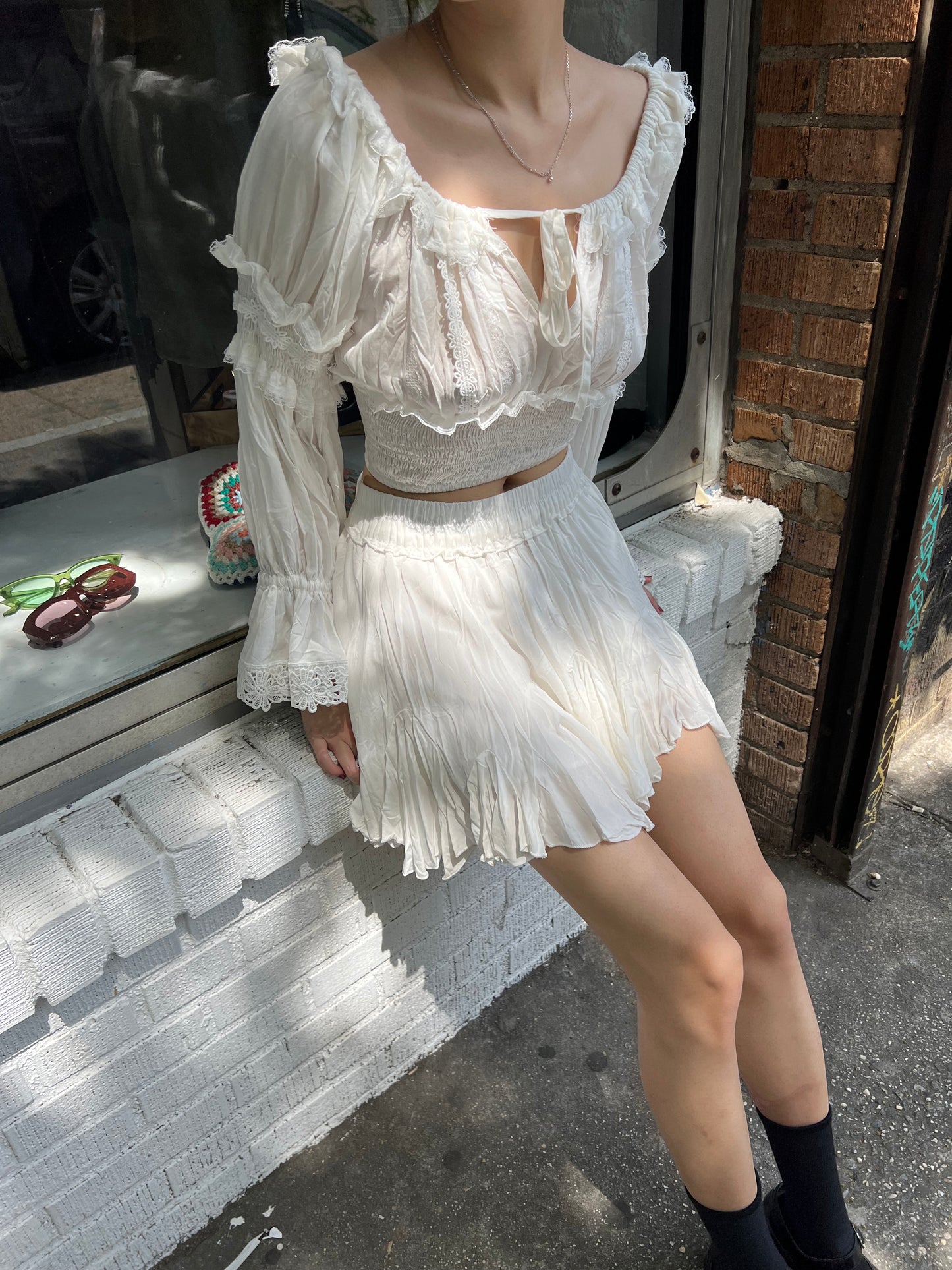 off shoulder top & skirt set