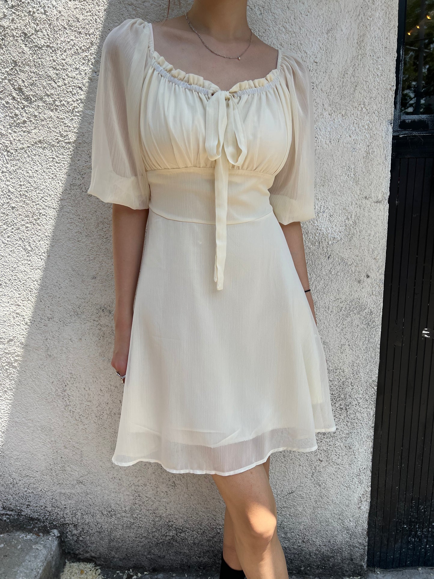 waist cinch flare short dress