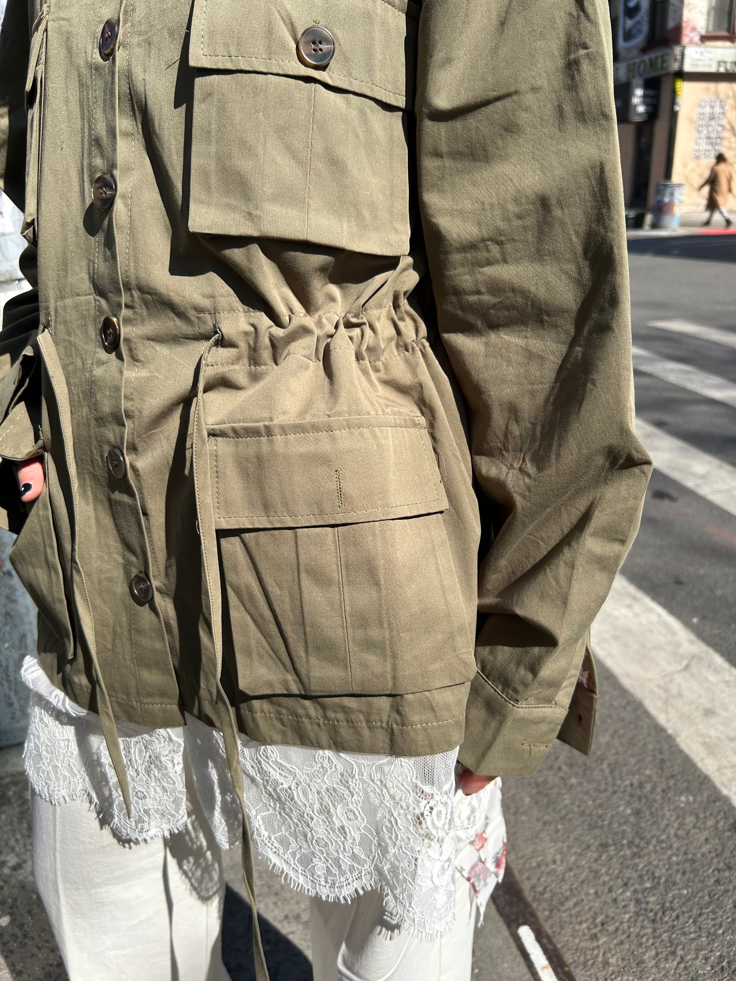 lace trim safari jacket