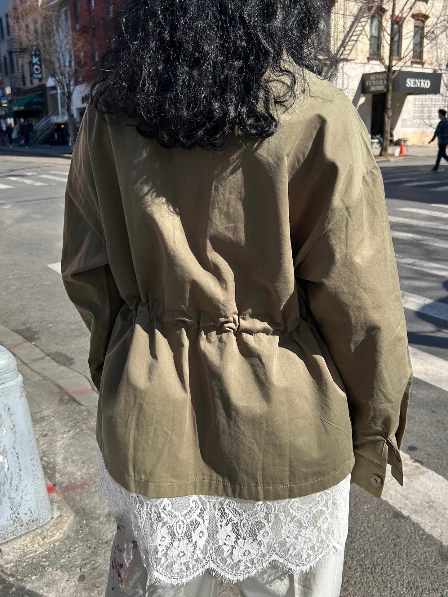 lace trim safari jacket
