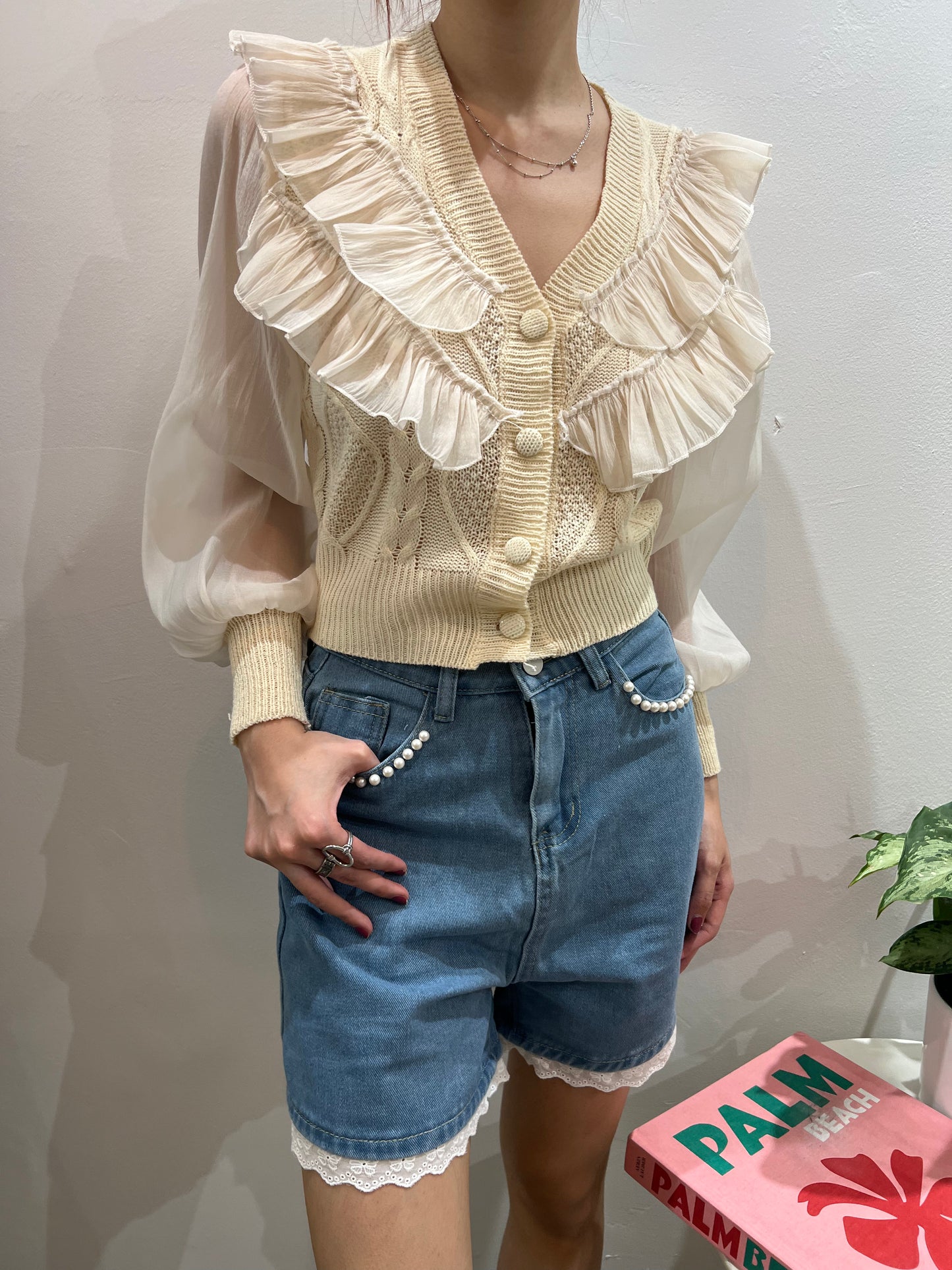 ruffle knit cardigan
