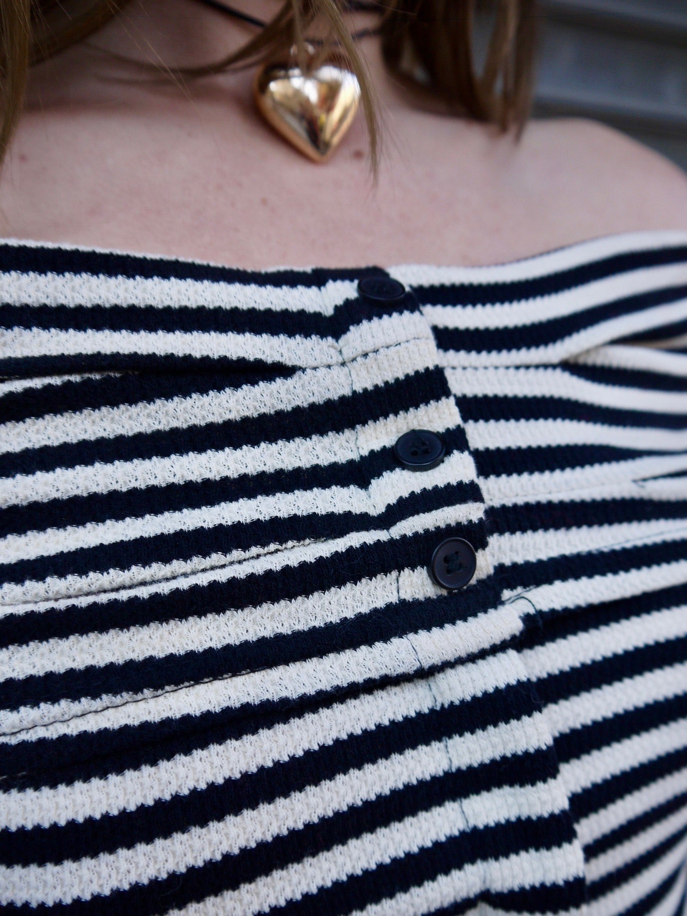 off shoulder stripe knit top