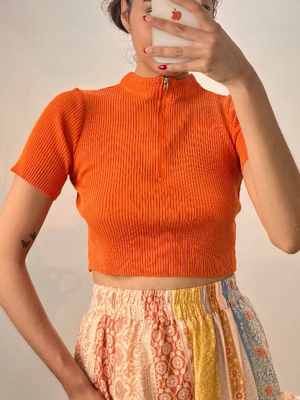 rib knit zipper top