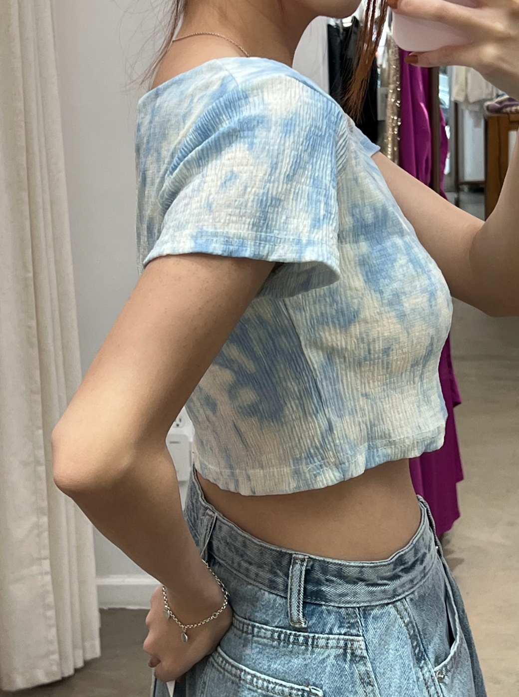 tie dye short slv top