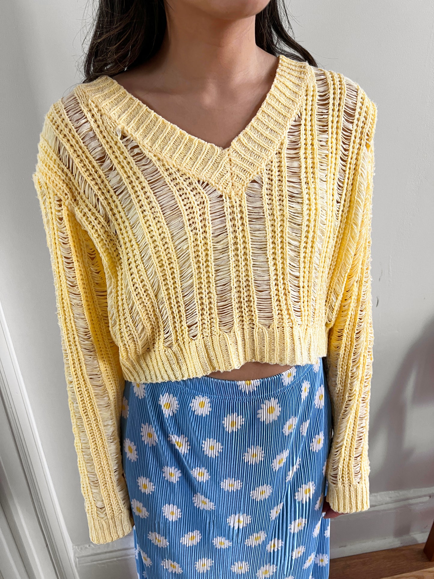 vneck crop sweater