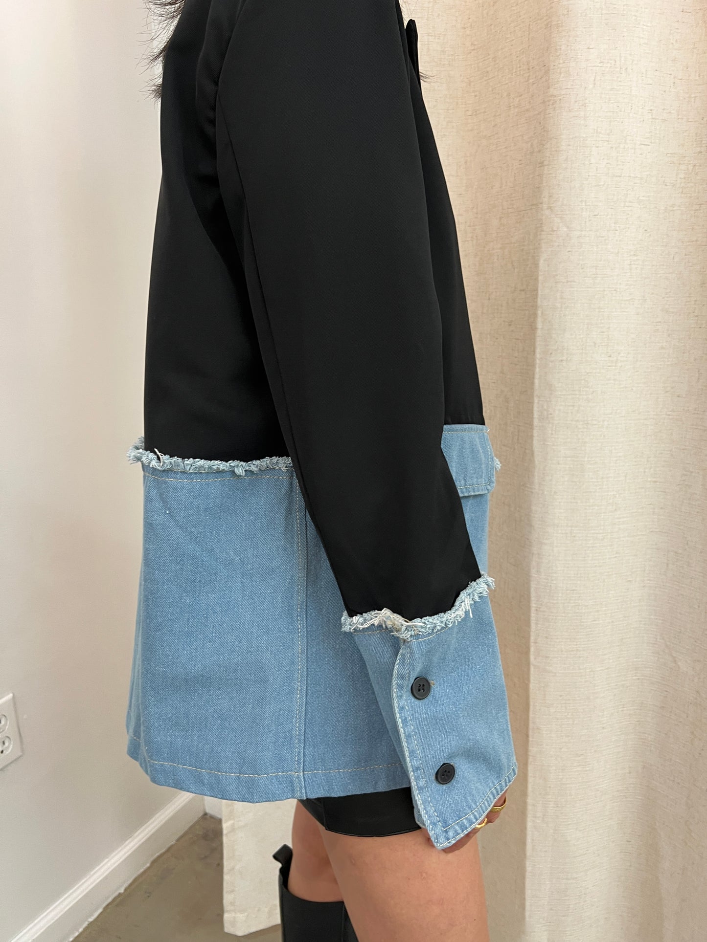 denim combo blazer