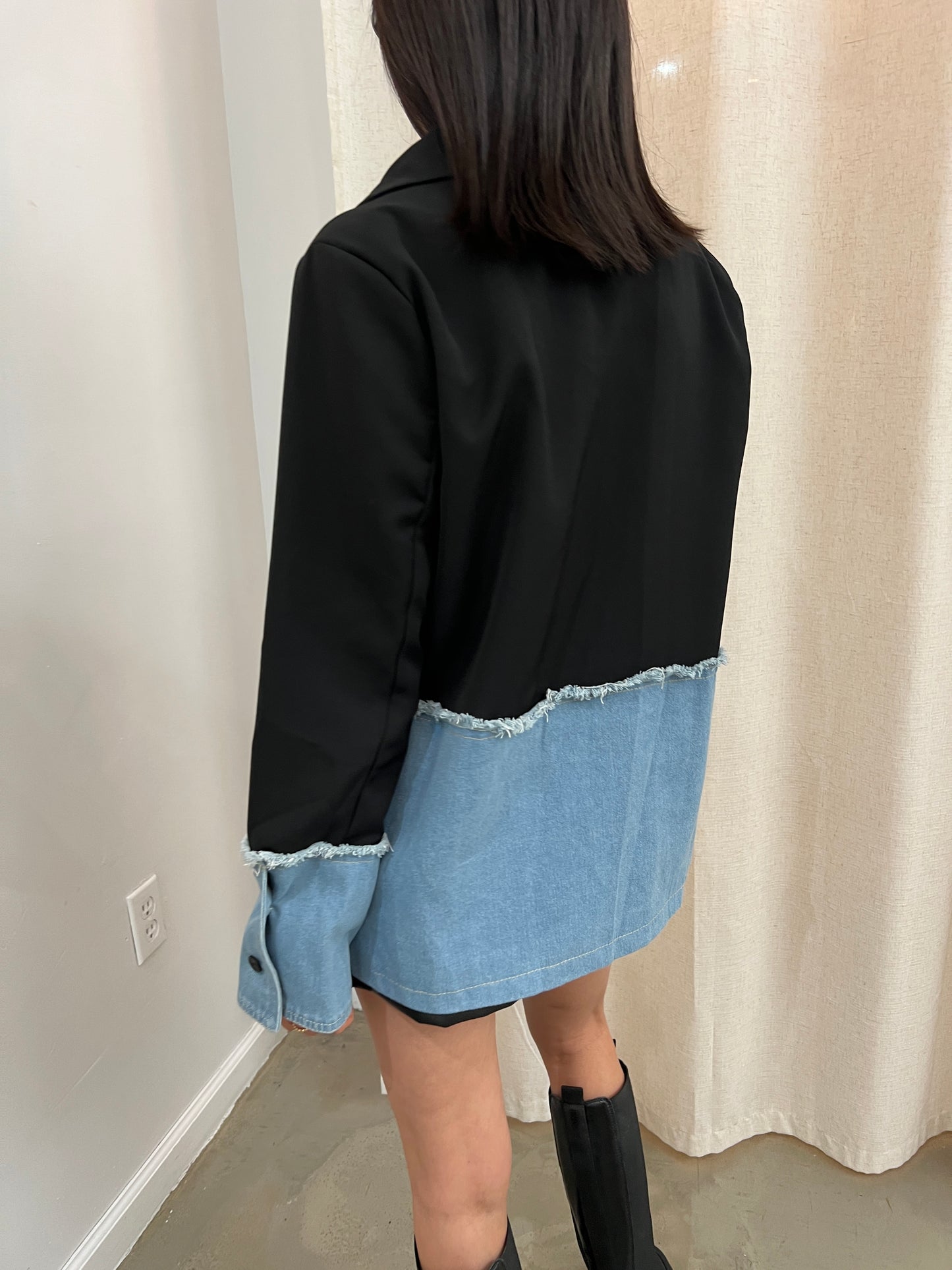 denim combo blazer