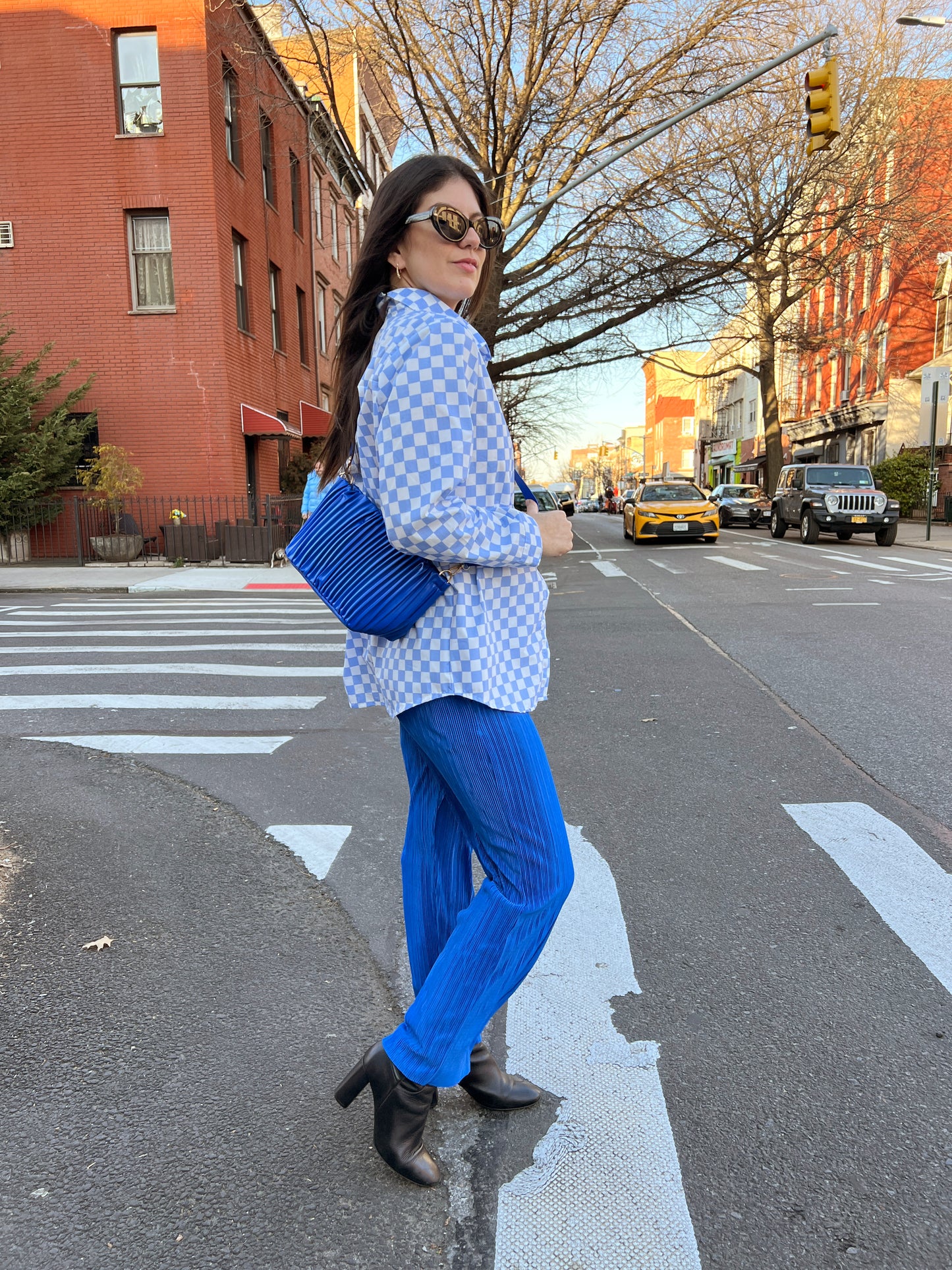 checkered blouse