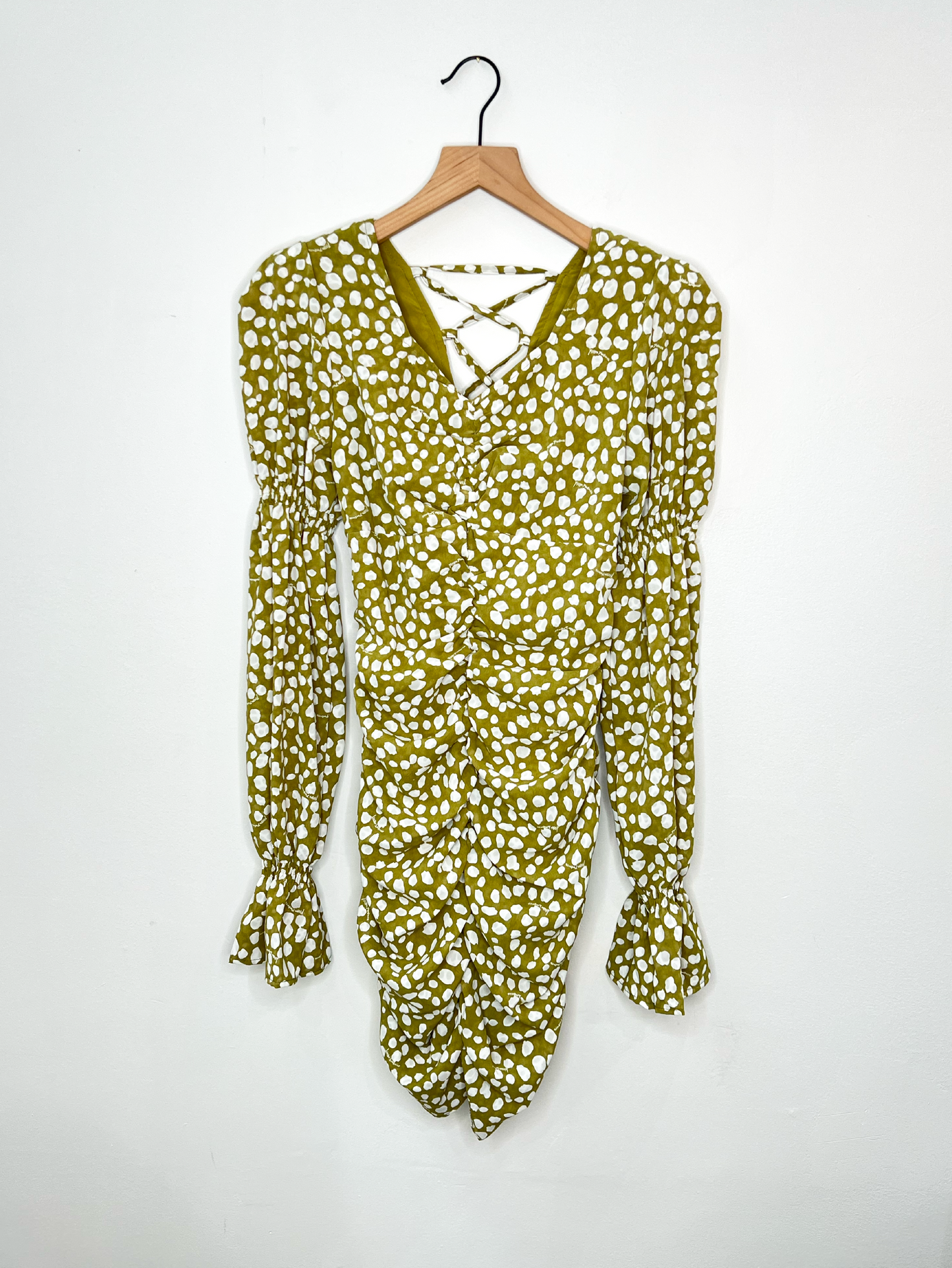 Back Tie Long Sleeve Print Dress