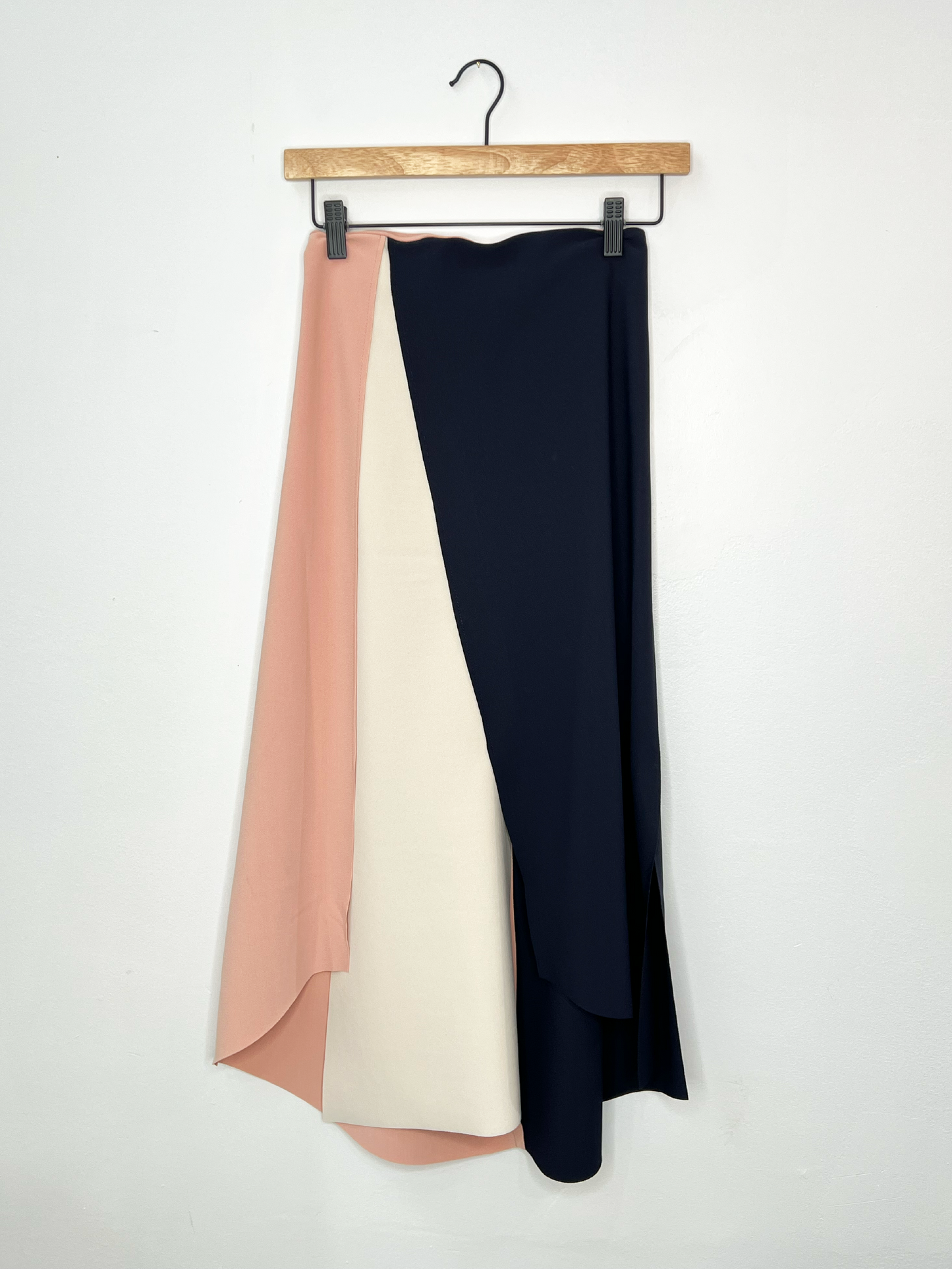 Tri Colored Asymmetric Midi Skirt