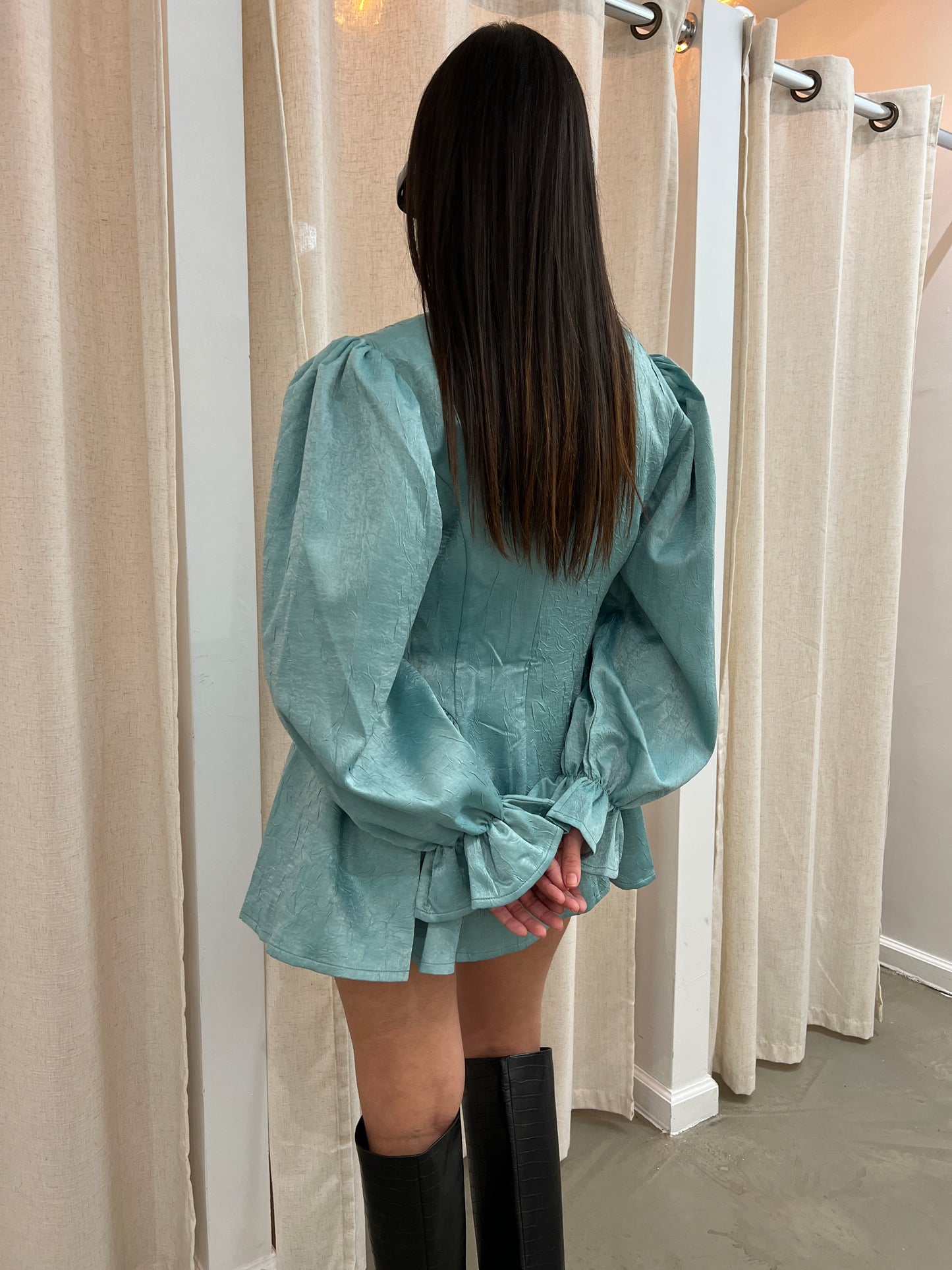 Puff Sleeve Short Dress