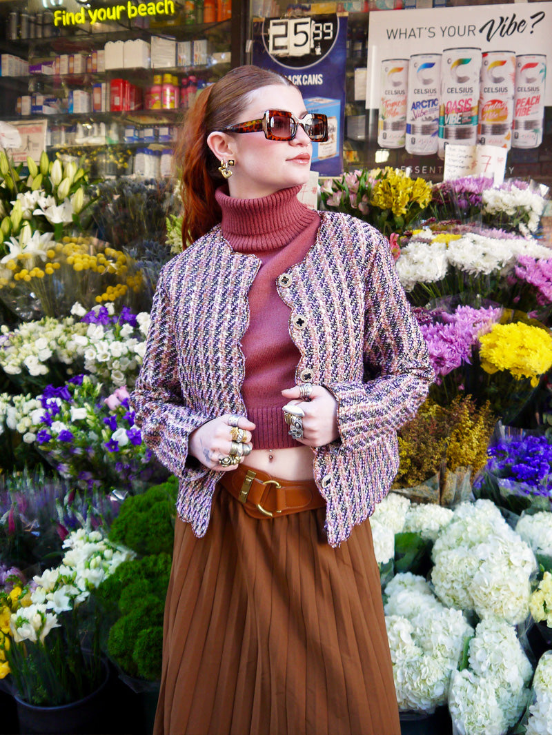 tweed button up blazer