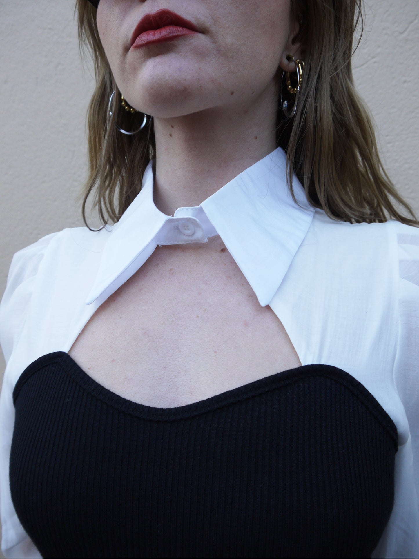 puff slv corset detail blouse