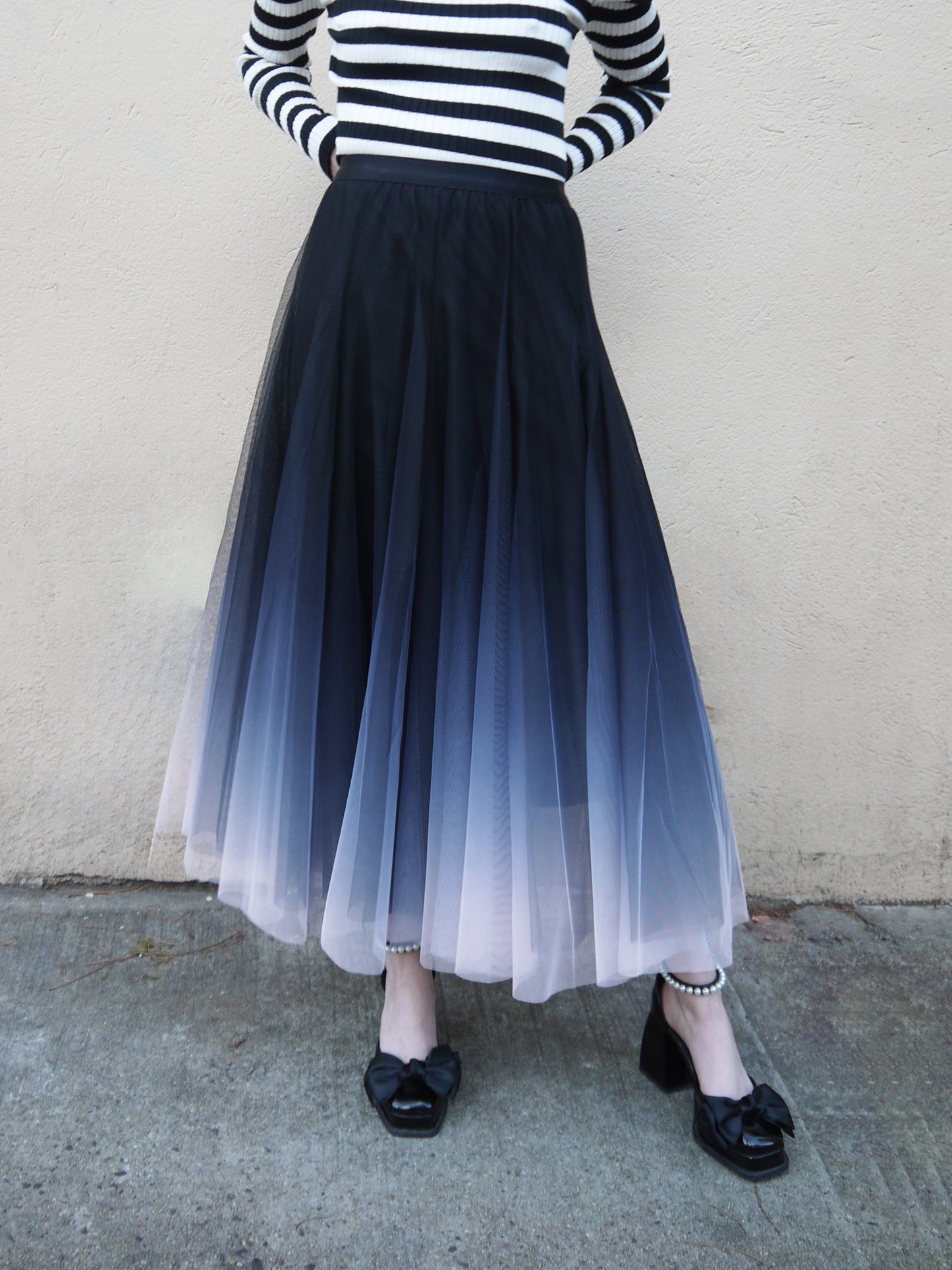 long ombre mesh skirt