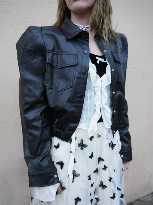 crop faux leather jacket