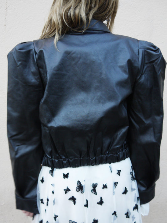 crop faux leather jacket