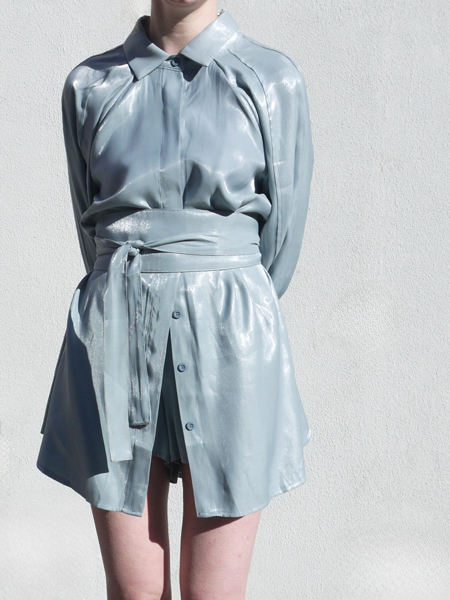 jess shine blouse w shorts and belt set