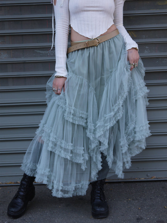 frill asymmetrical maxi skirt