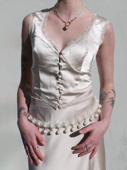 satin button up corset top