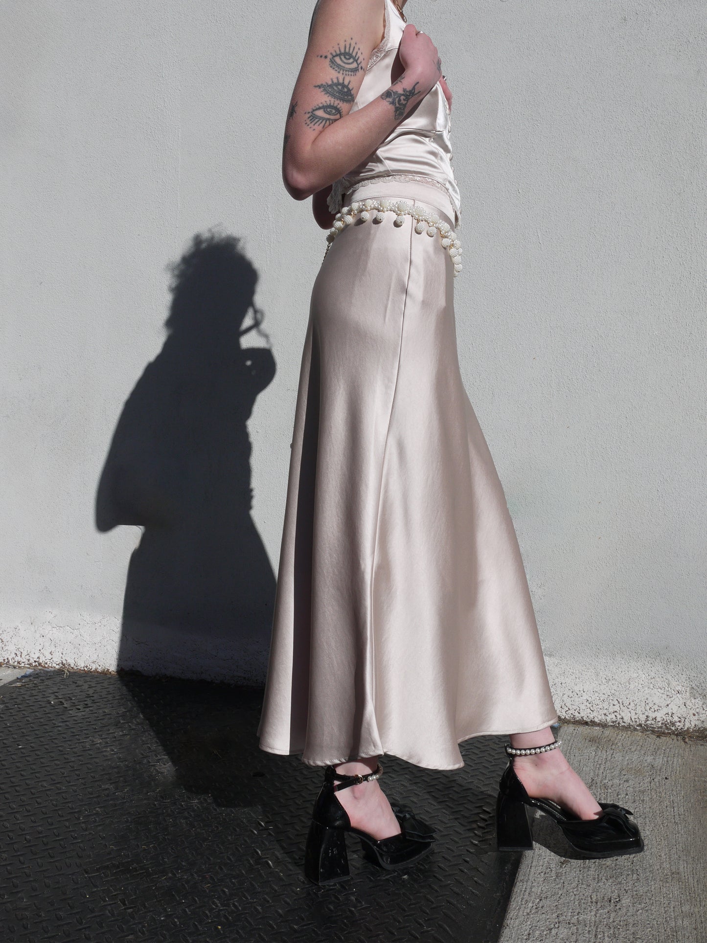 long satin skirt