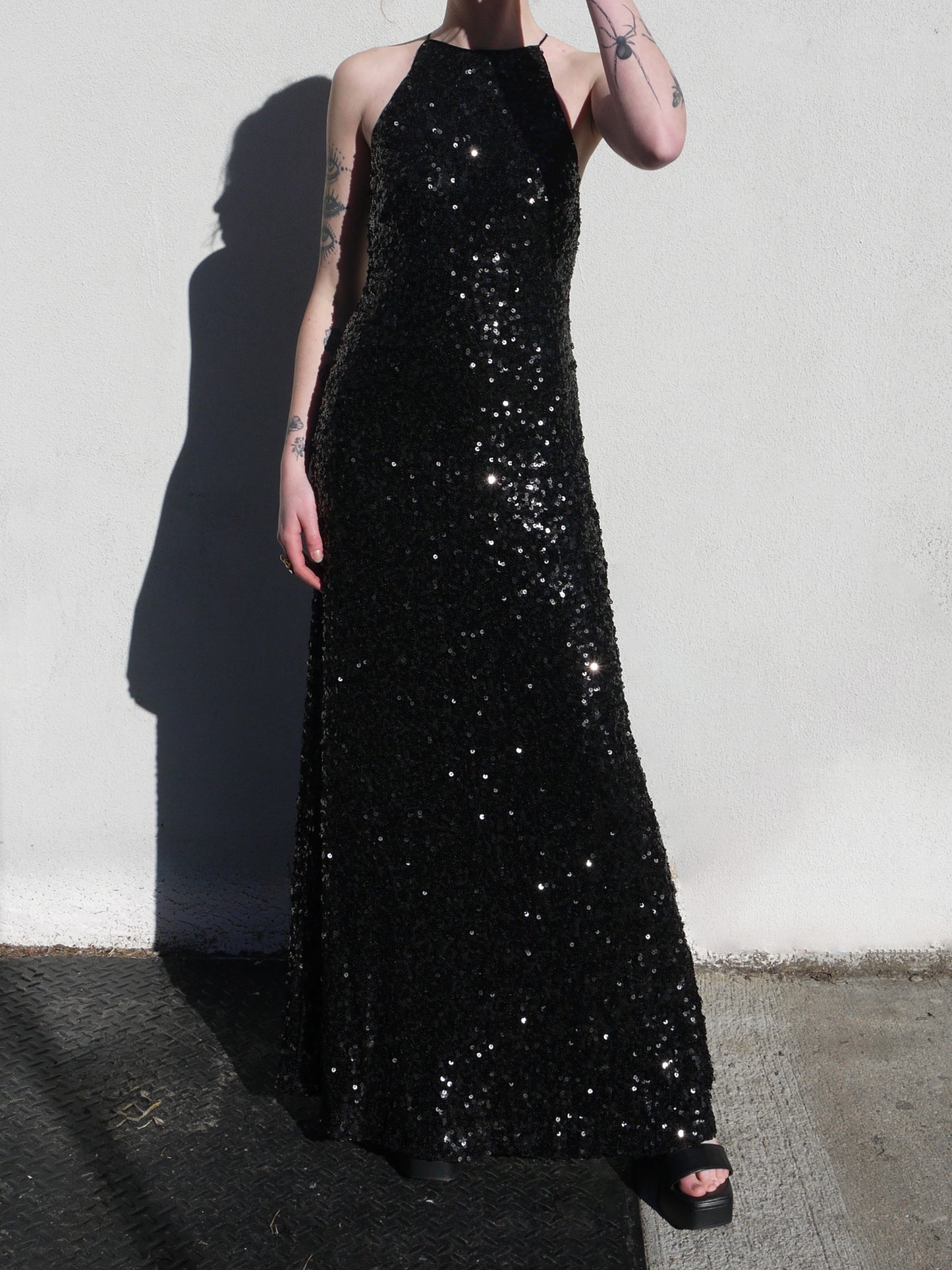 sequin halter dress