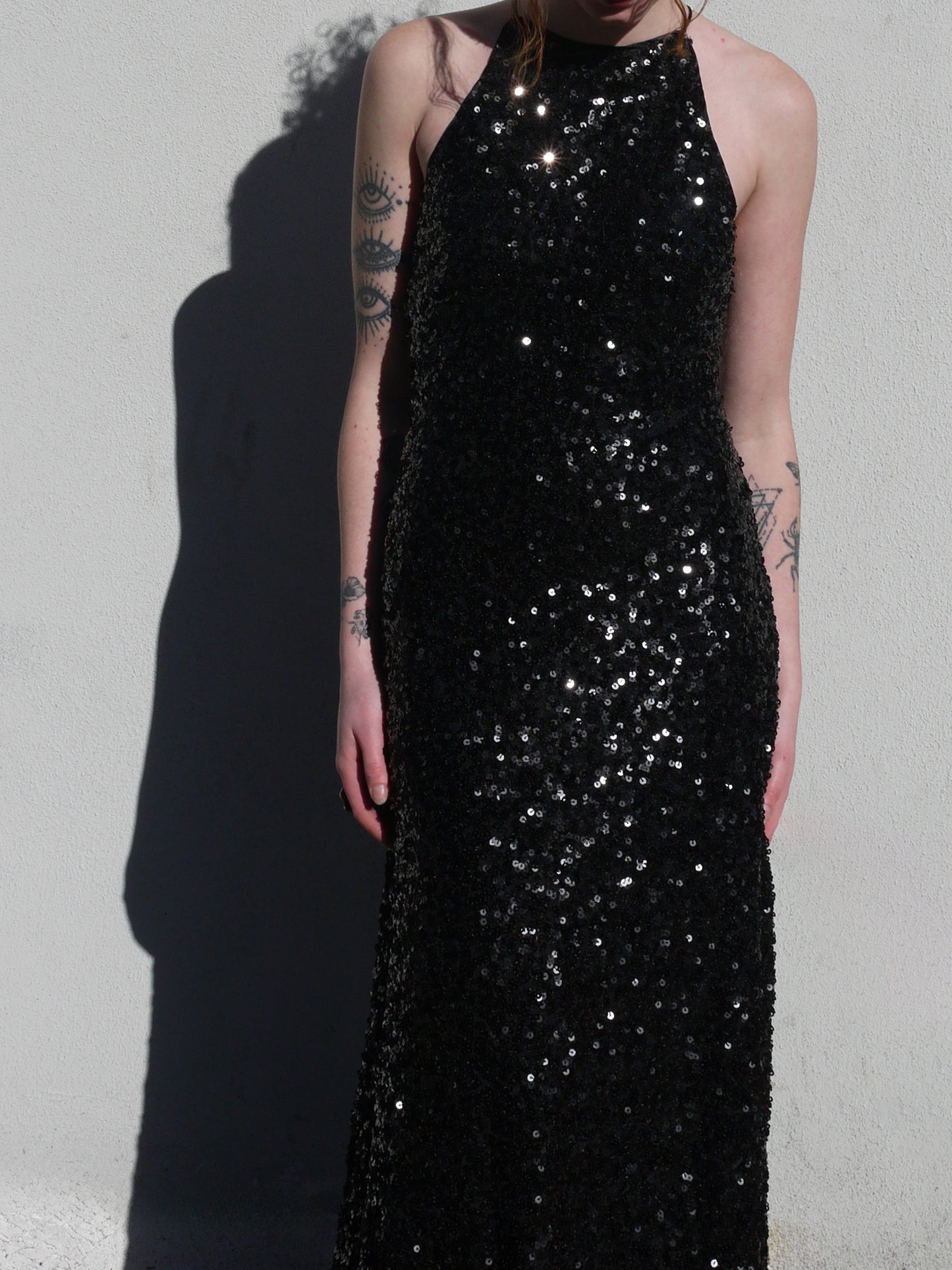 sequin halter dress