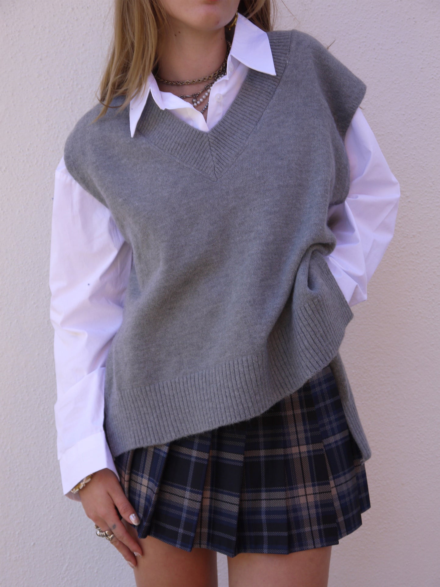 vneck solid sweater vest