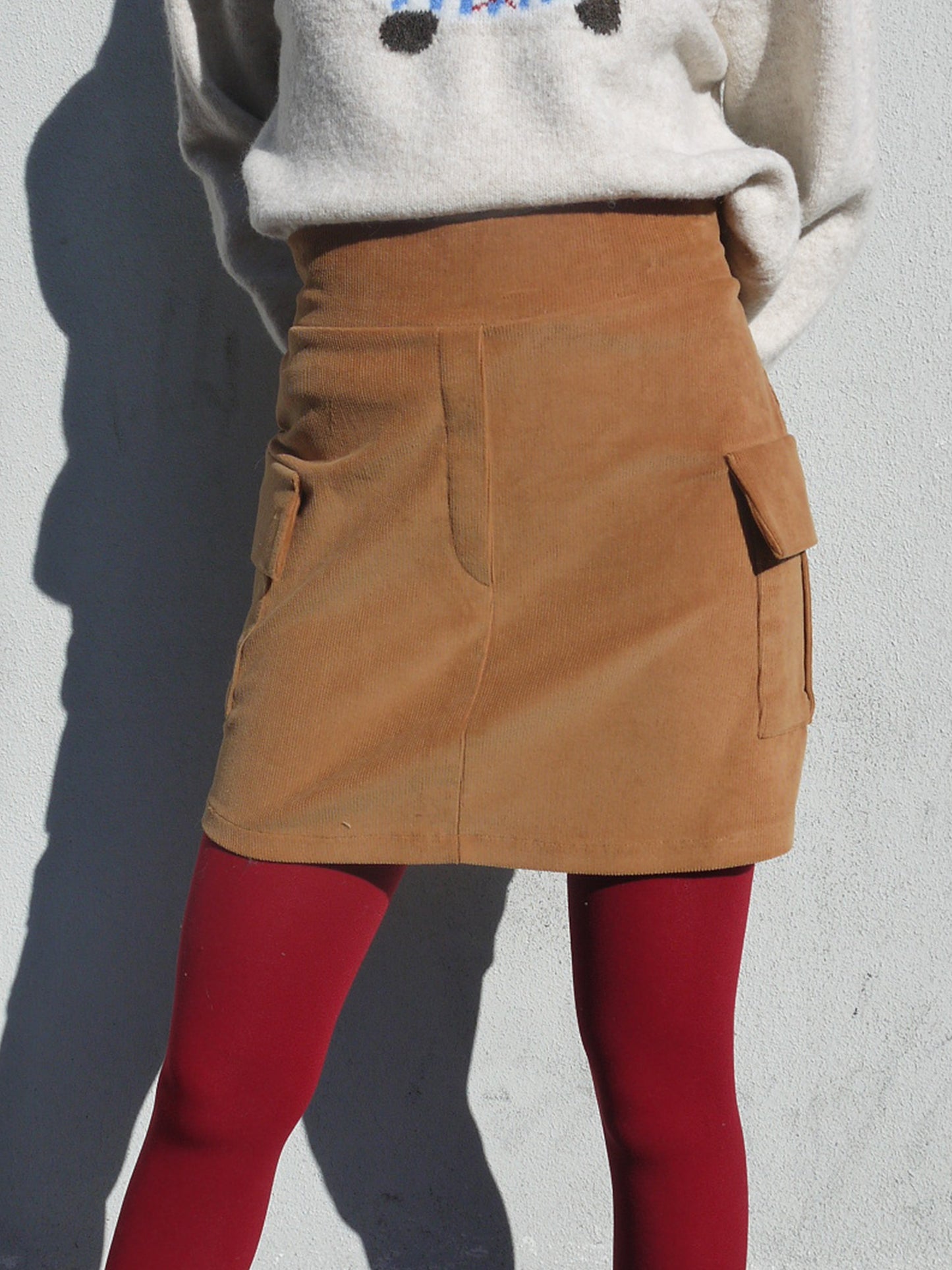 short cargo pkt corduroy skirt