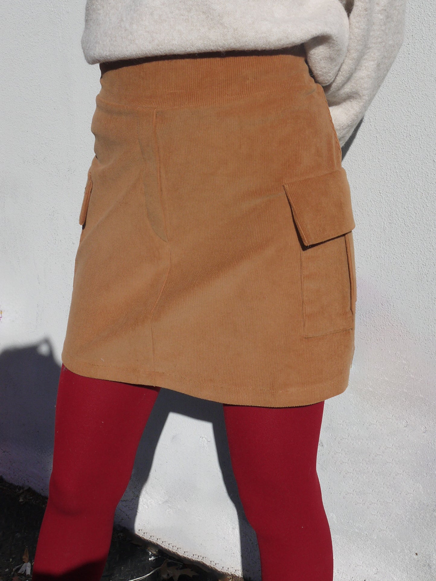 short cargo pkt corduroy skirt