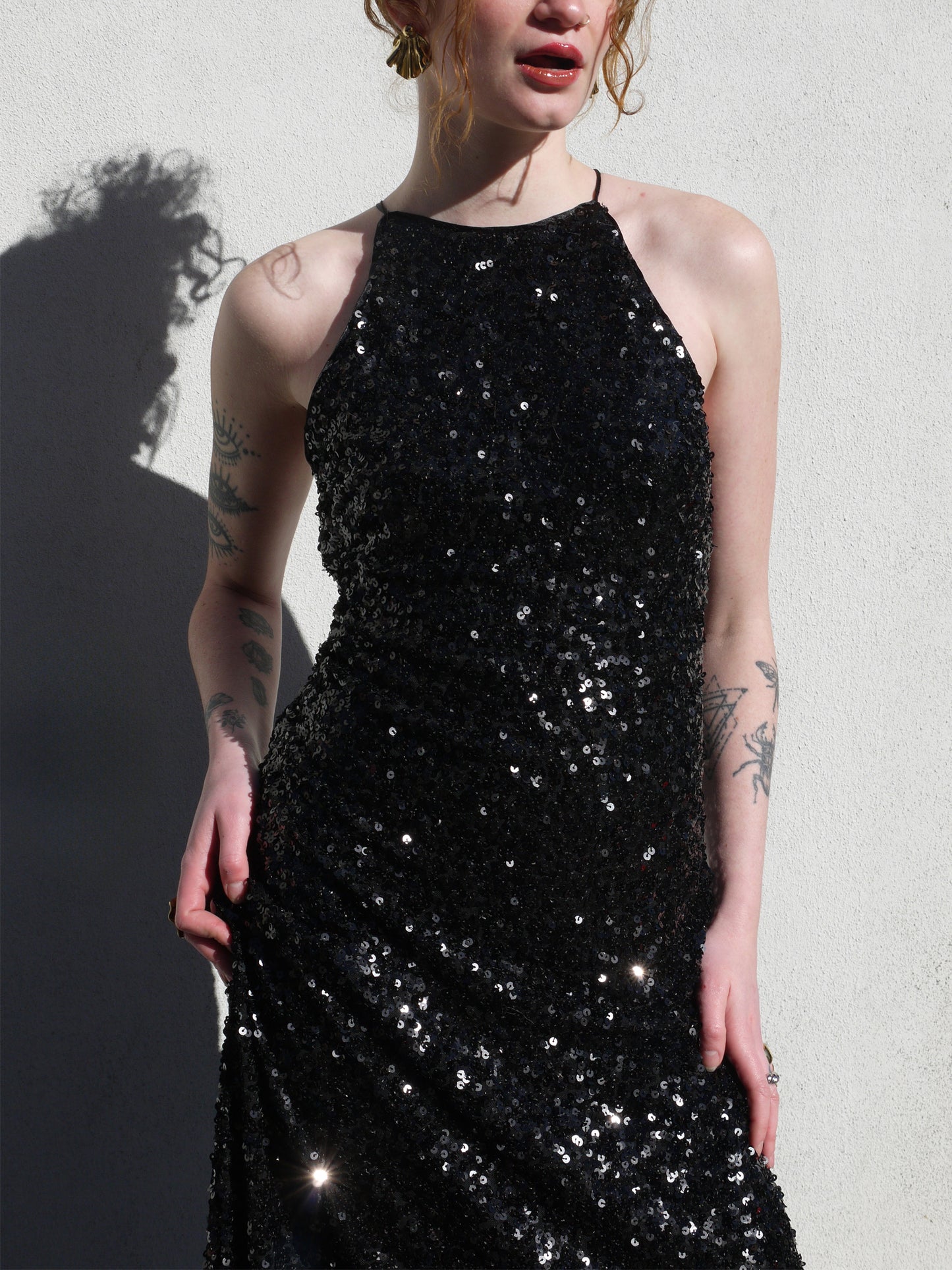 sequin halter dress