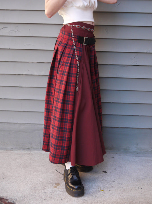 plaid belted skirt