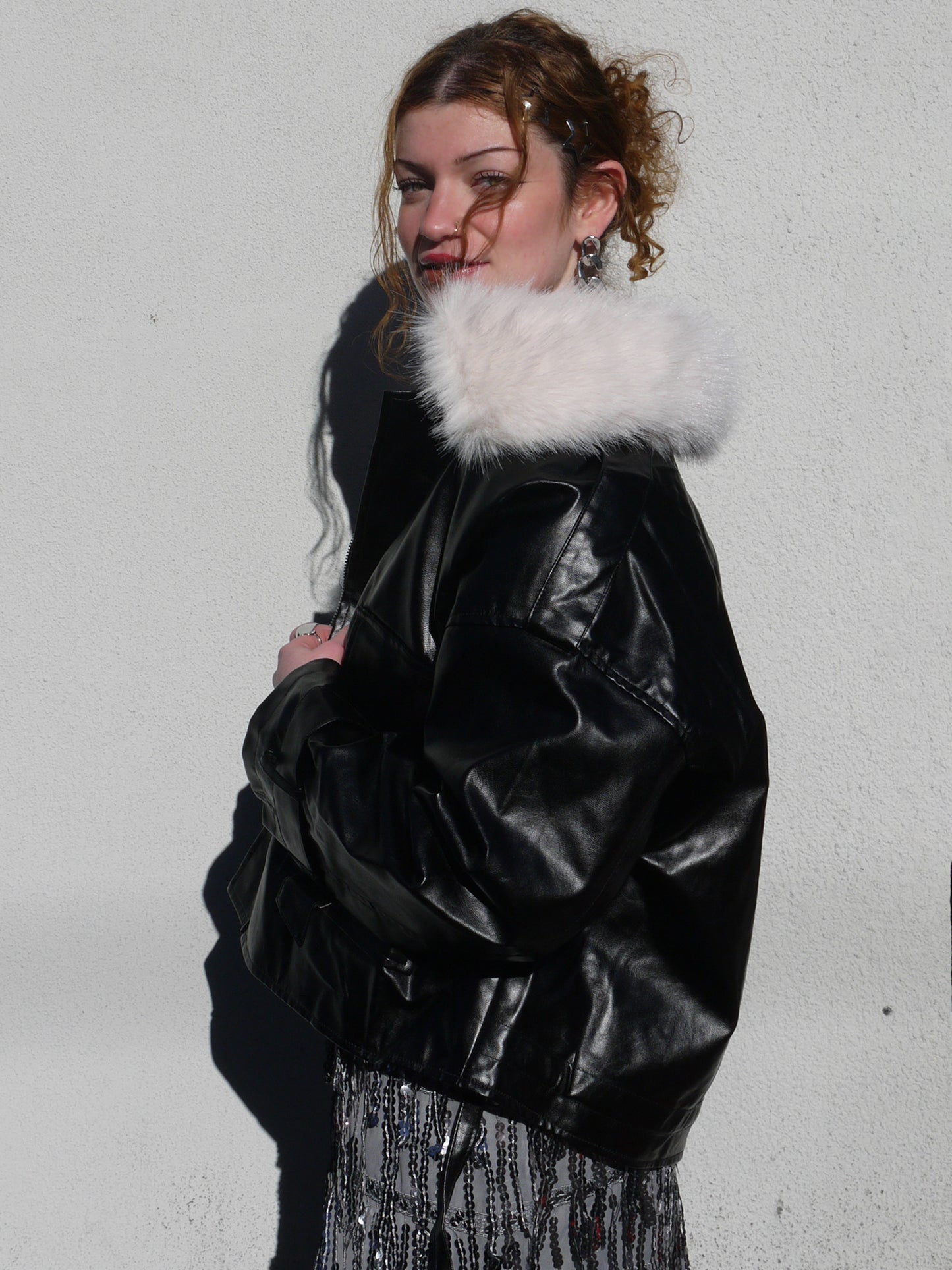 faux fur collar jacket