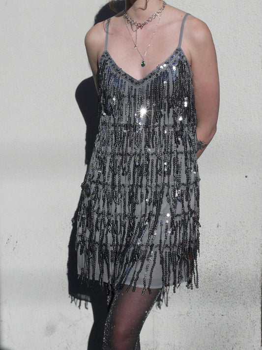 sequin tiered dress