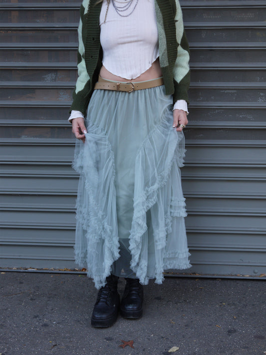 frill asymmetrical maxi skirt