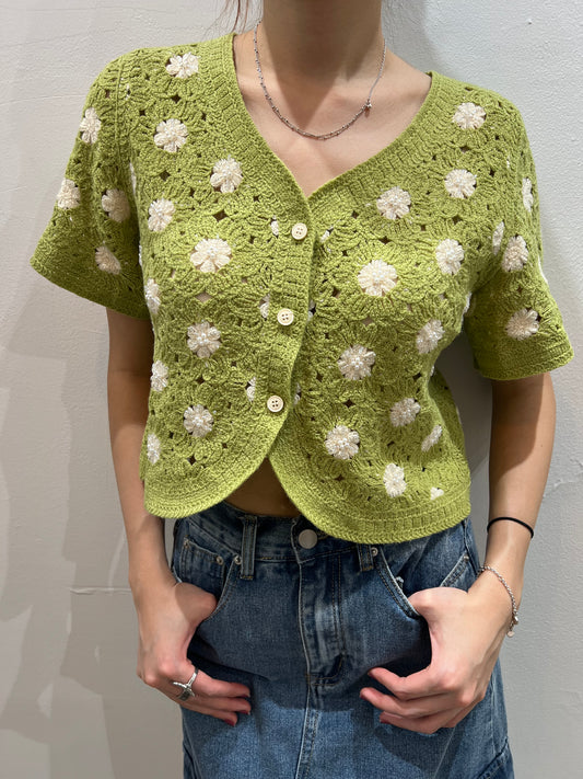 floral crochet cardigan