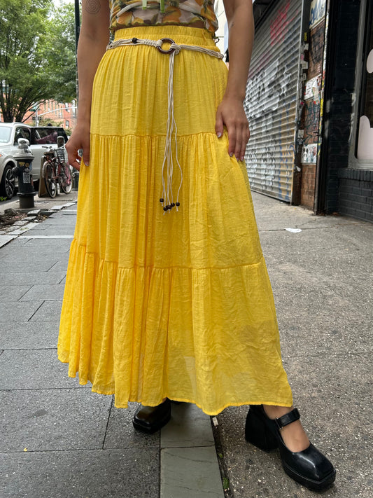 long tiered solid skirt