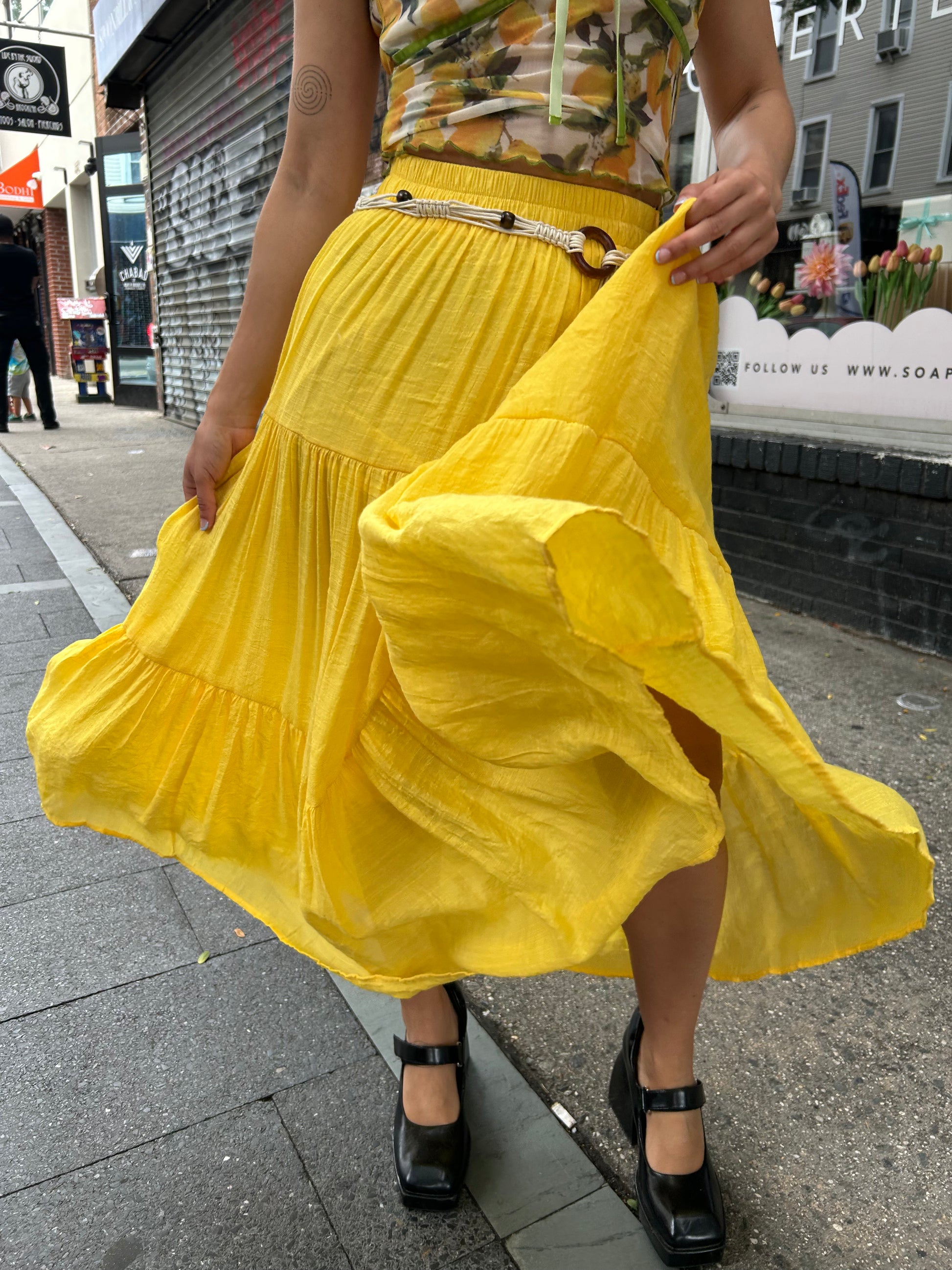 long tiered solid skirt – Pinkyotto