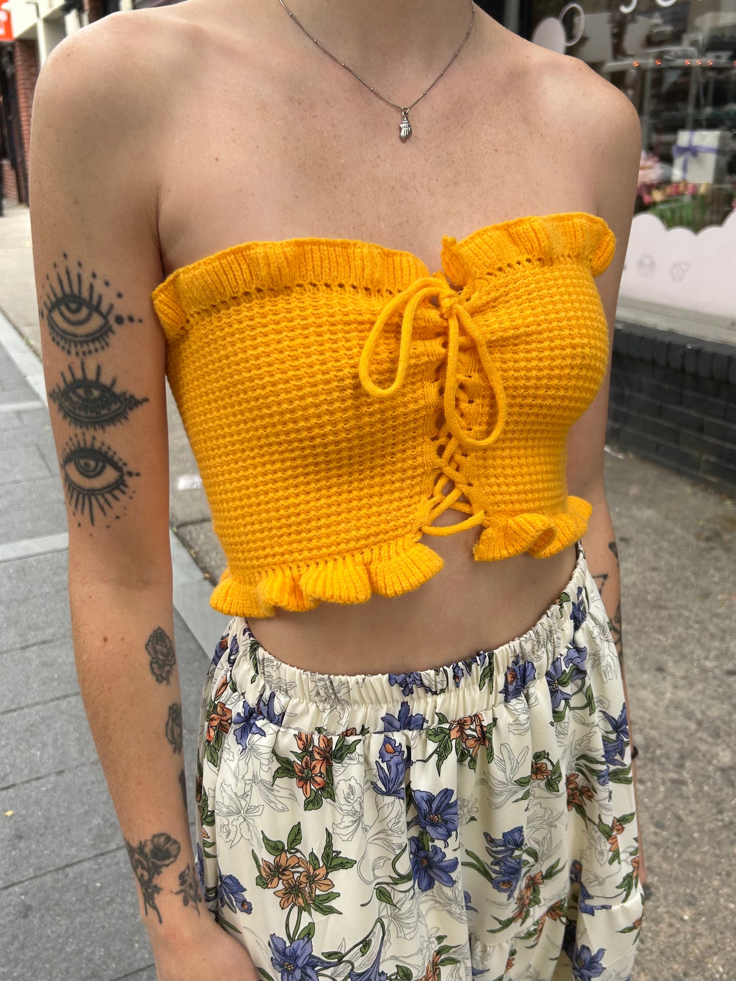 crochet knit tube top