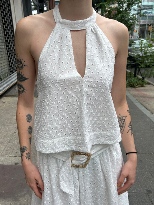eyelet halter top
