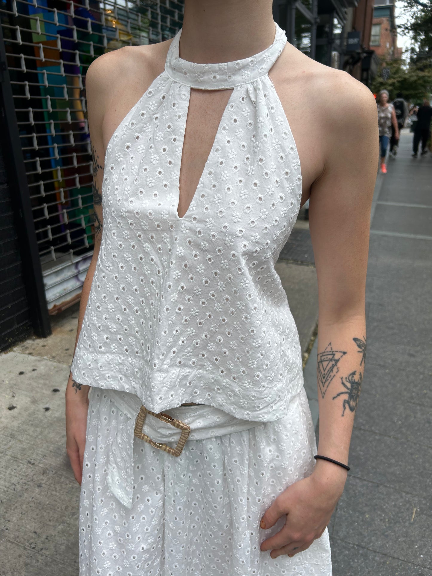 eyelet halter top