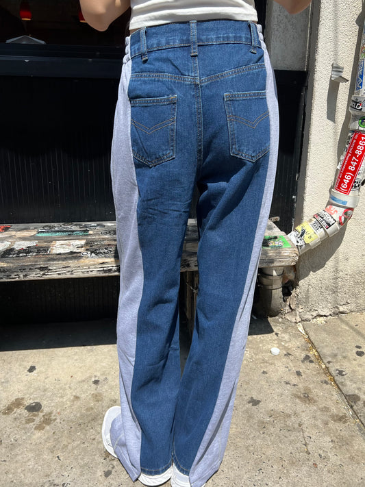 knit denim combo pant