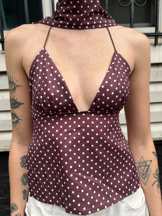 polka dot cami blouse w scarf