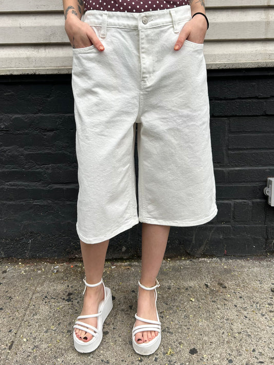 solid denim bermuda shorts