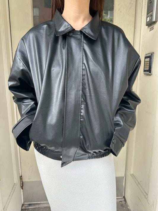 faux leather bomber jacket