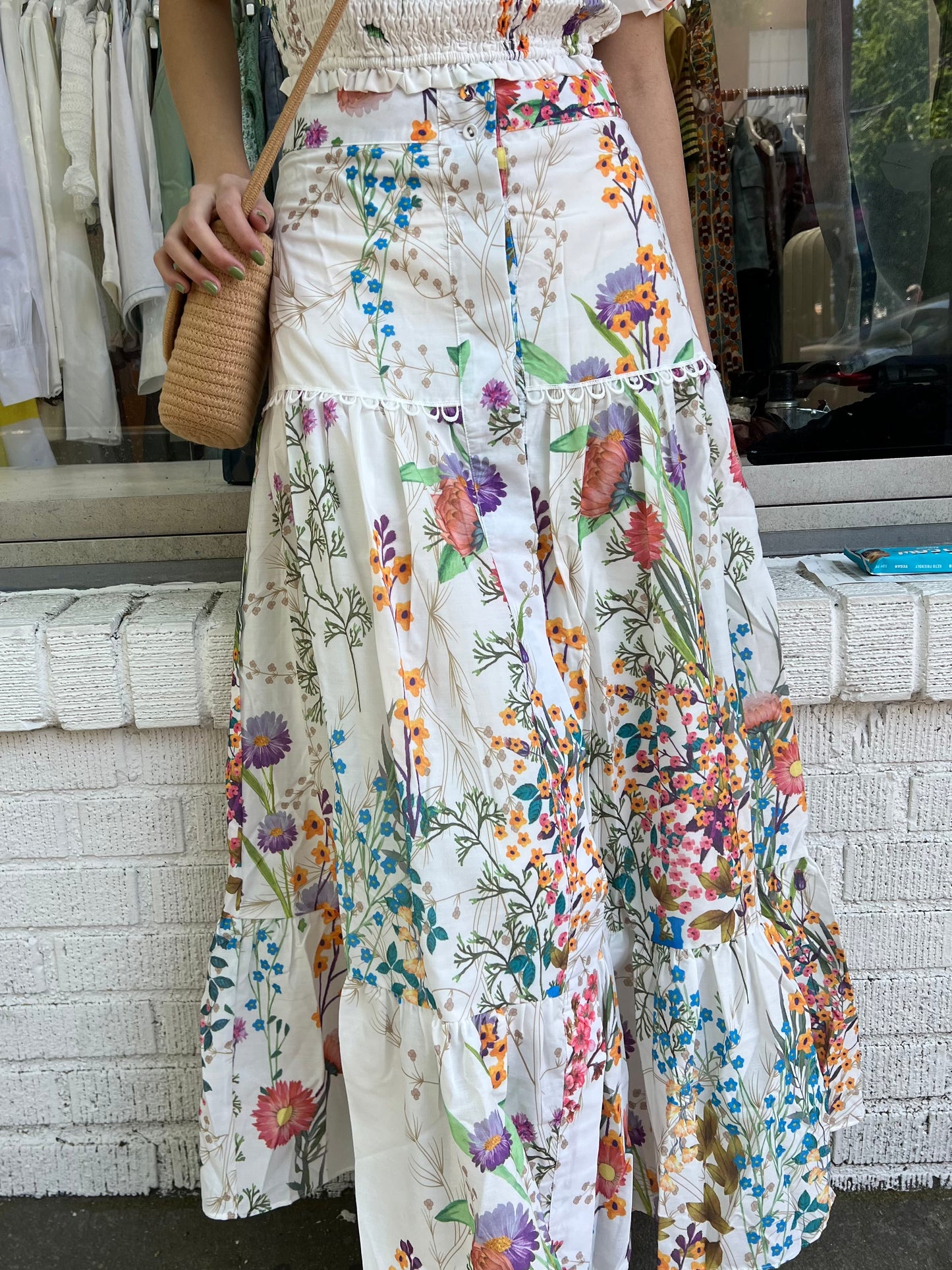 puff sleeve floral print dress