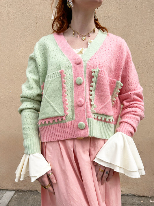 2 tone cardigan sweater
